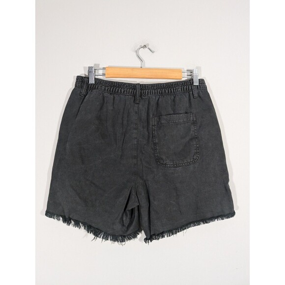 Aerie Shorts Women Size S Charcoal High Rise Linen Blend Raw Hem Boho - Picture 2 of 7